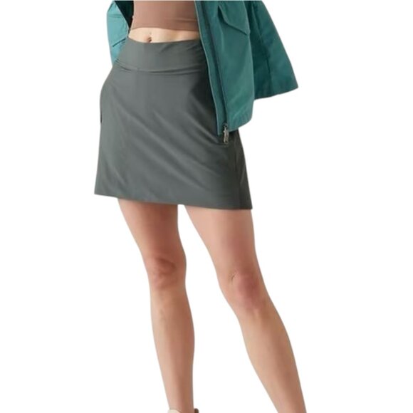 Like New Athleta Brooklyn Mid-Rise Khaki Green Golf Tennis Skirt Size 10 - Picture 1 of 8